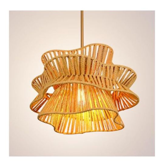 Add a woven pendant or rattan ceiling light. 