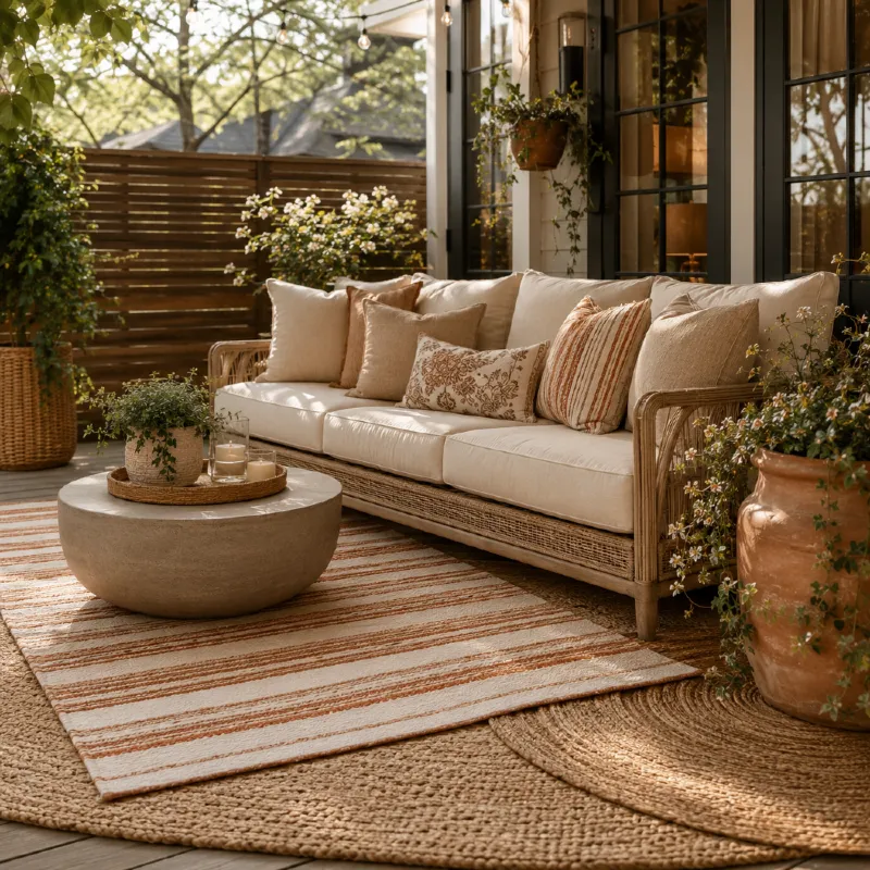 Layer Three Different Outdoor Rugs