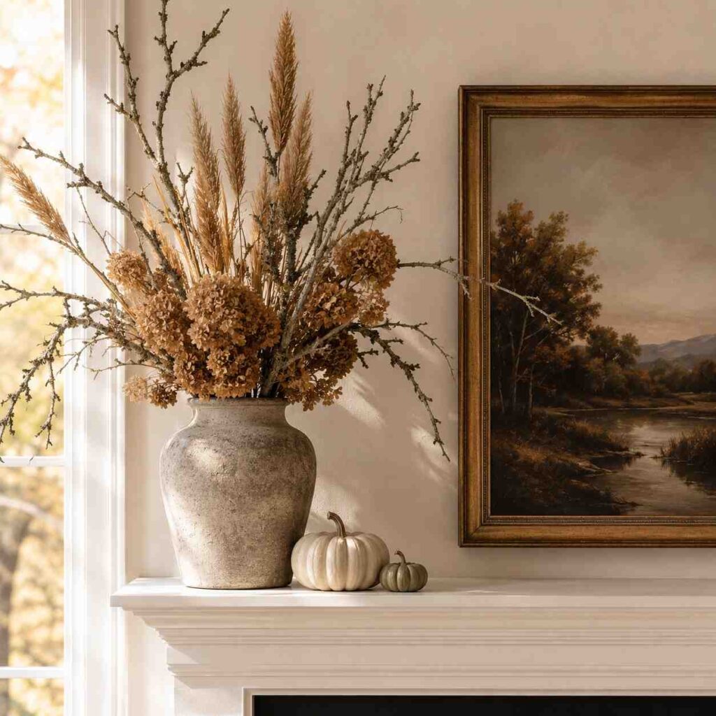 Dried Wheat and Branches in a Tall Vessel