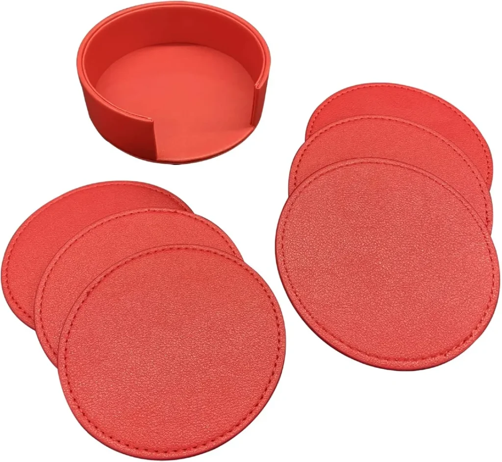  Faux Leather Coaster Set