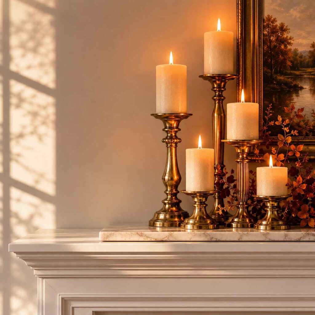 Brass Candlesticks in Varying Heights