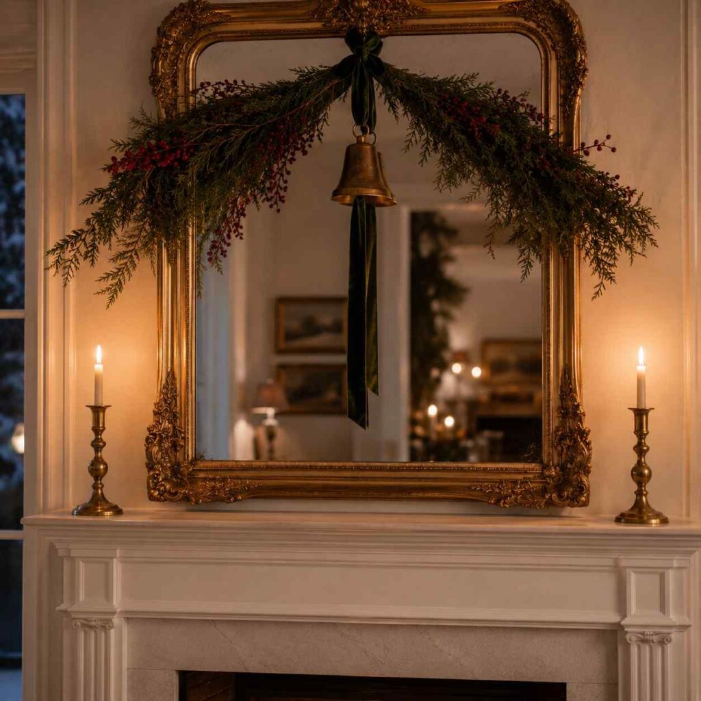 Vintage Mirror with Garland Wrap
