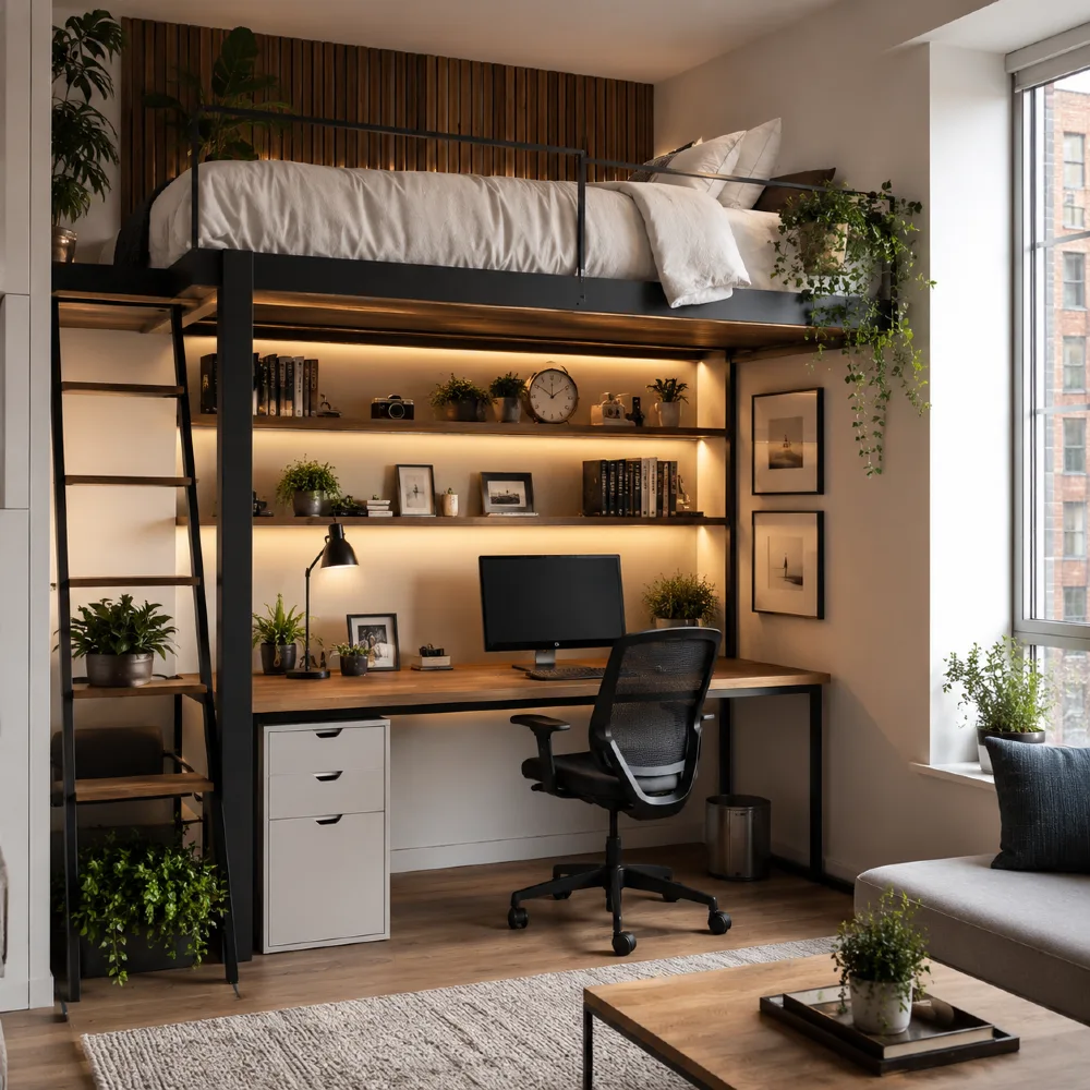 Loft Bed with Office Below