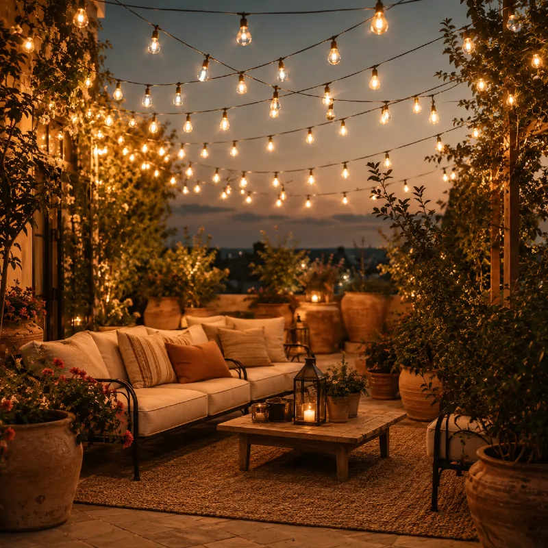 Hang String Lights in a Crisscross Pattern