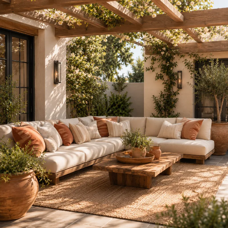 Add a Statement Outdoor Sofa with Deep Cushions