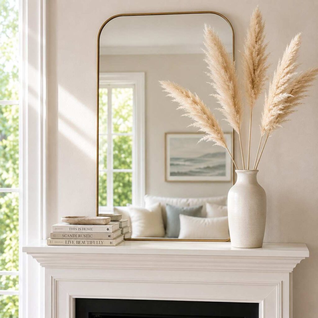 Dried Pampas Grass in Tall Vases