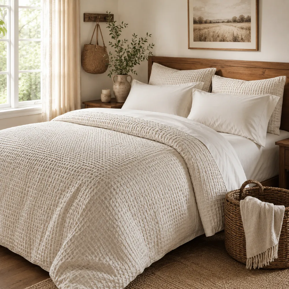Pottery Barn Waffle Weave Duvet Cover Set