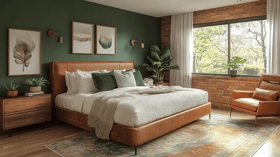 Layer the bed in deep moody tones with mixed textures.