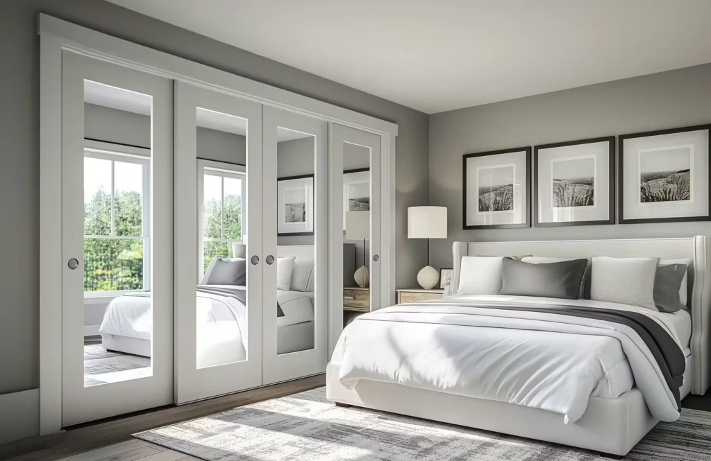 If your closet has bi-fold doors, swap one panel for a full-length mirro
