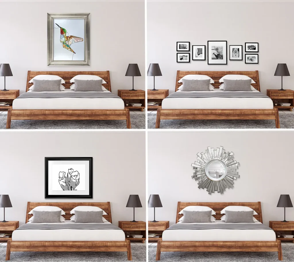 Hang one piece of dreamy art above the bed