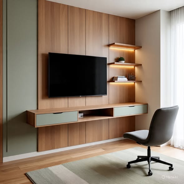 Mount the desk and TV on the wall