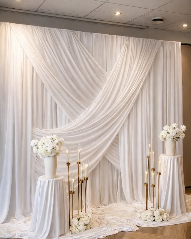 A canopy or fabric drape behind the bed. 