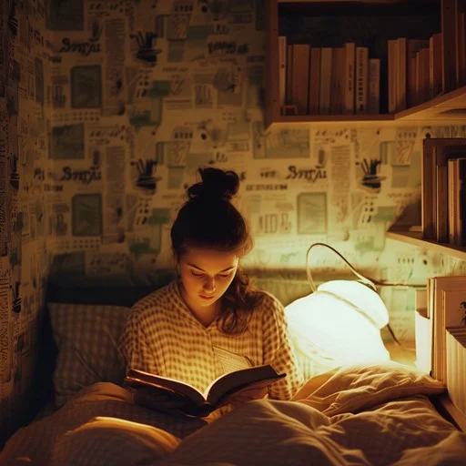 Add a small reading lamp on each side of the bed. 